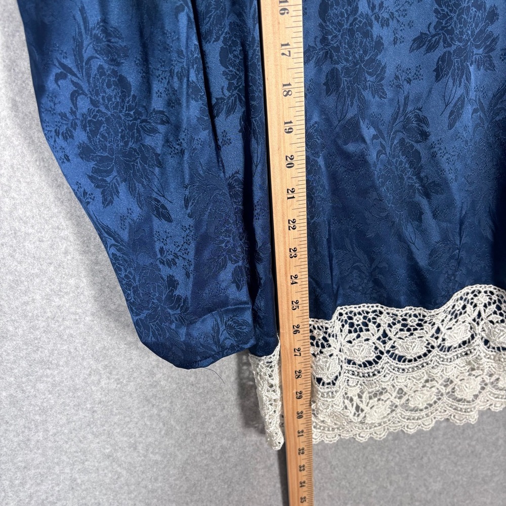 Vintage 80s Scott McClintock Lace Blouse Size 10‎ Navy Victorian Cottage Prairie - Picture 6 of 12